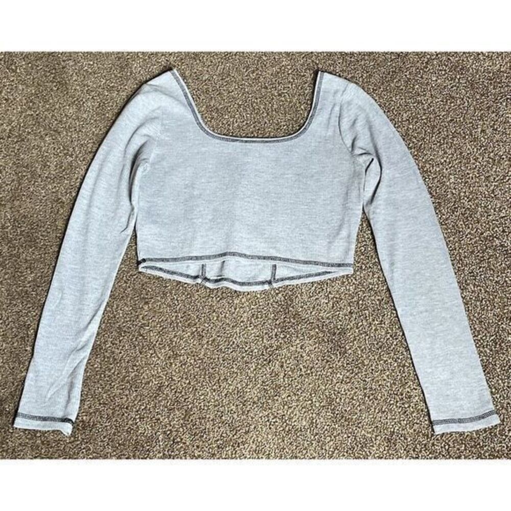 Mixed Threads Gray Thermal Crop Top Women's Size‎ Medium